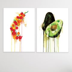 Dittico di vite di avocado e pomodoro, Stampa in edizione limitata, Arte alimentare