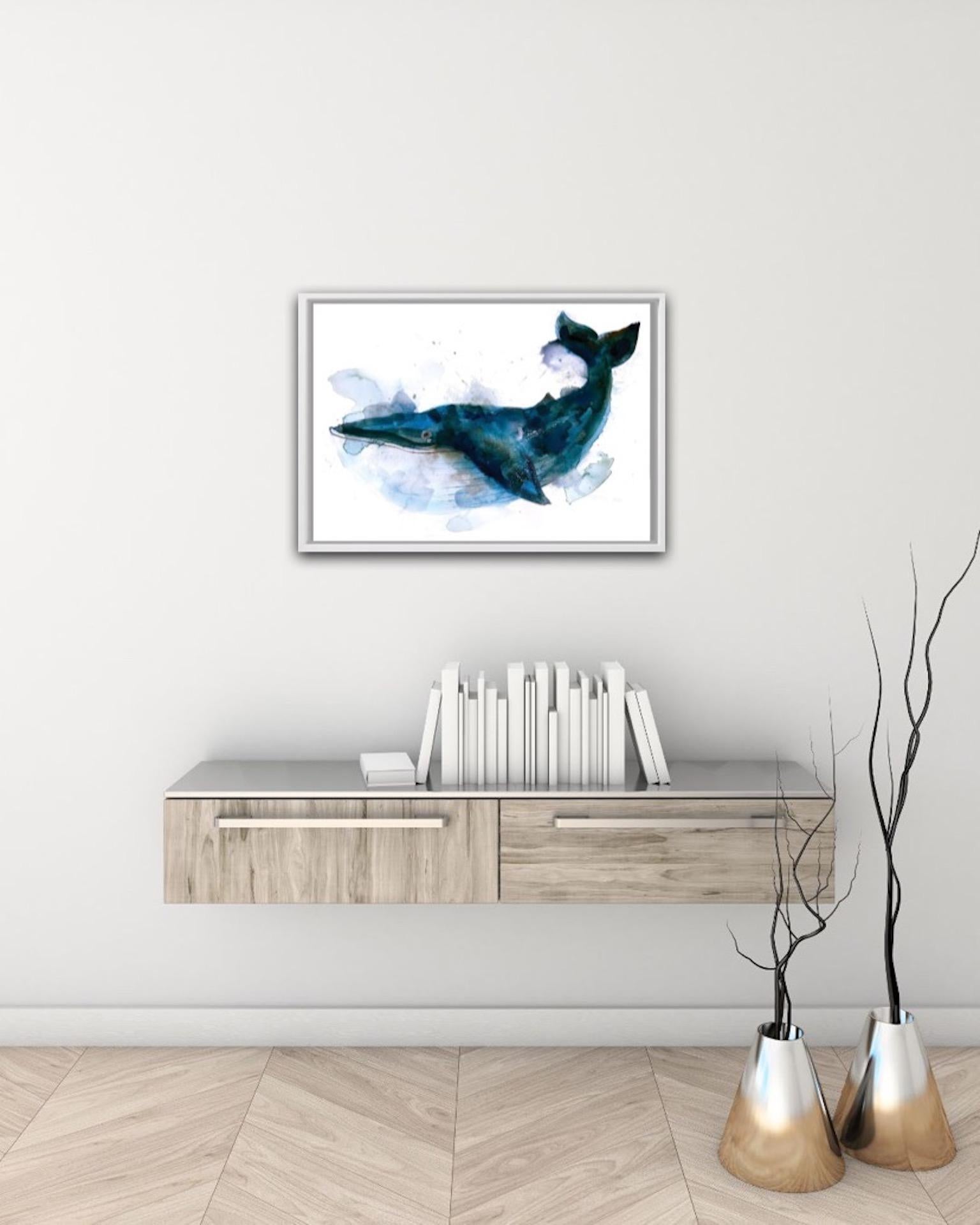 Blue Whale,  Gavin Dobson, Limited Edition Silkscreen Print. A four layer CYMK For Sale 4