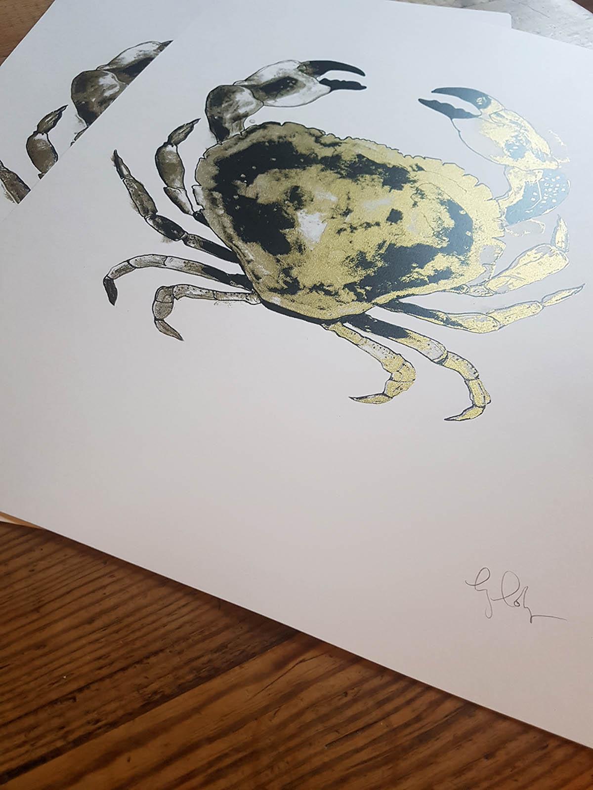 Granchio d'oro DI Gavin Dobson, Arte animale contemporanea, Arte oro, Arte accessibile in vendita 3