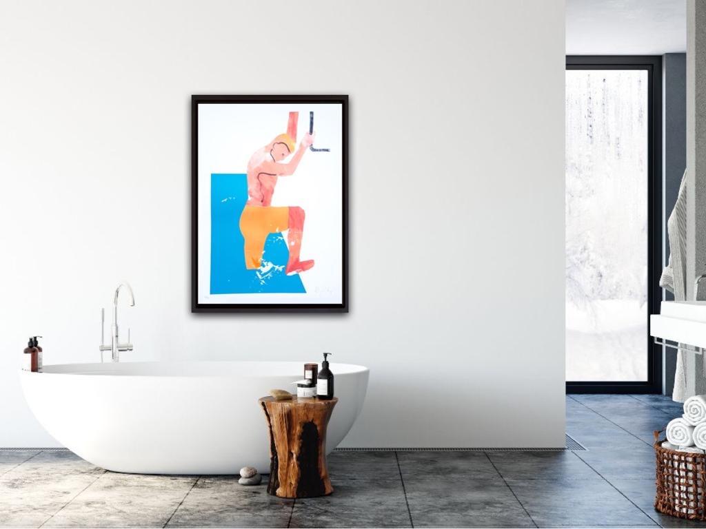 Dipping Ricky, Stampa in edizione limitata, Arte contemporanea, Arte Estate - Figurative Print Bianco di Gavin Dobson