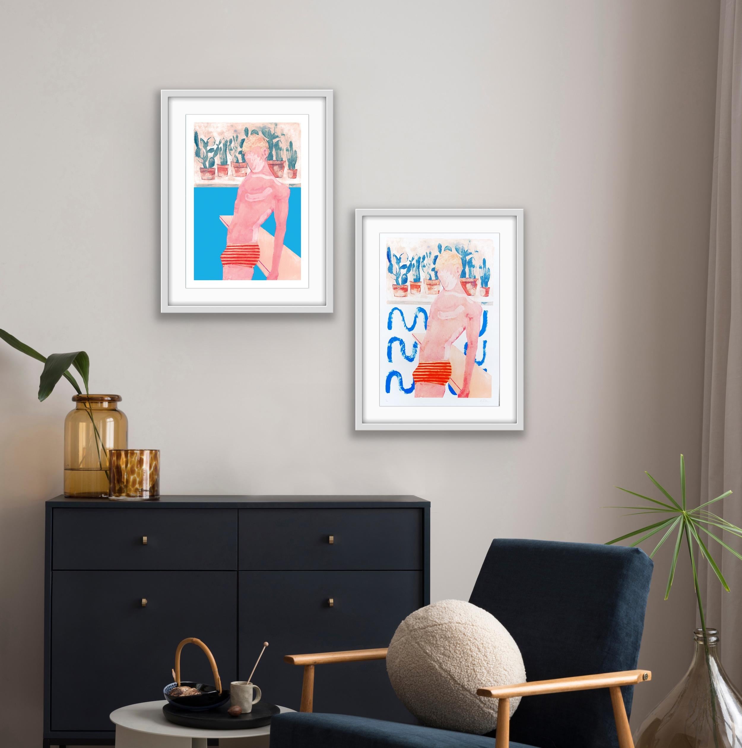 Dittico del ragazzo della piscina e del ragazzo della piscina, Stampa d'arte in edizione limitata, Nuoto - Print Contemporaneo di Gavin Dobson