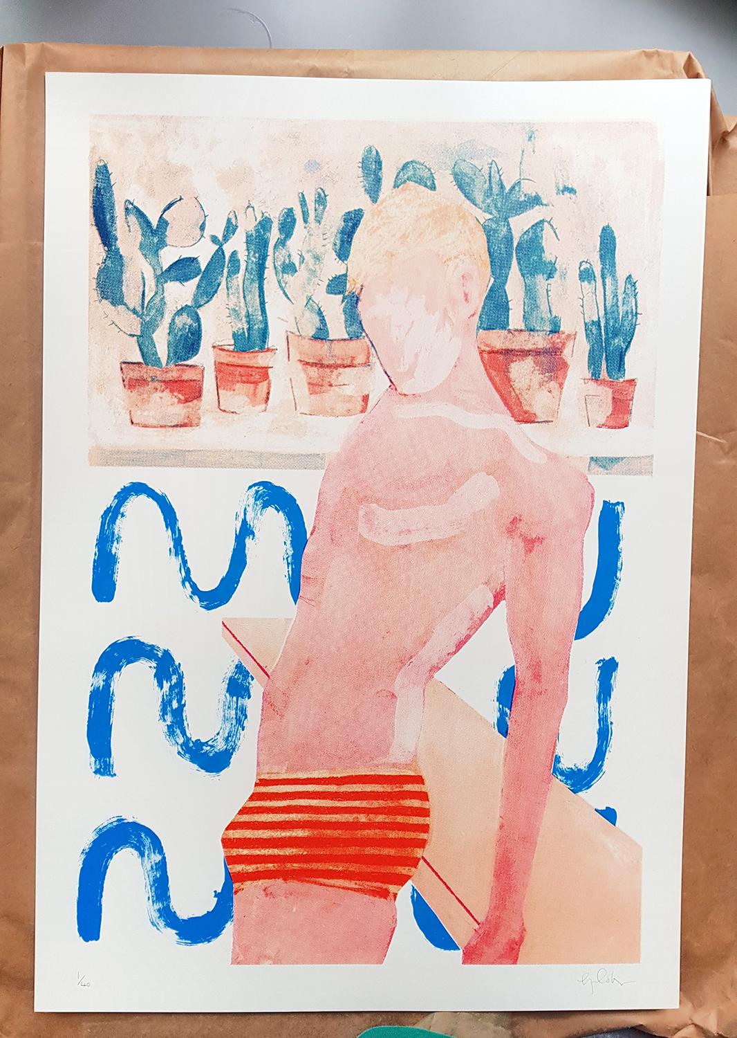 Diptych of Pool Boy and Pool Boy Ripples, Limited Edition Art print, Swimming For Sale 4