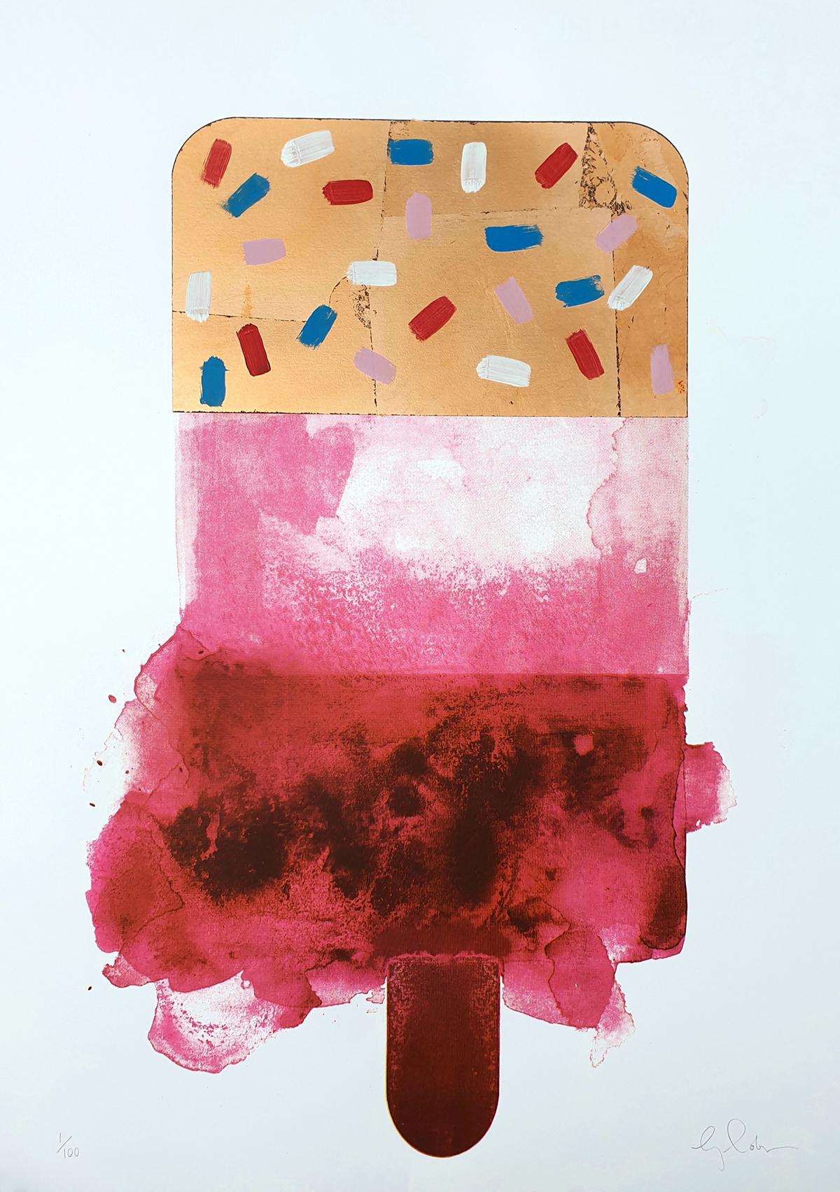 Fab Gold, Pop Art Style Prints, Bright Contemporary Food Art, Gold Ice cream Art