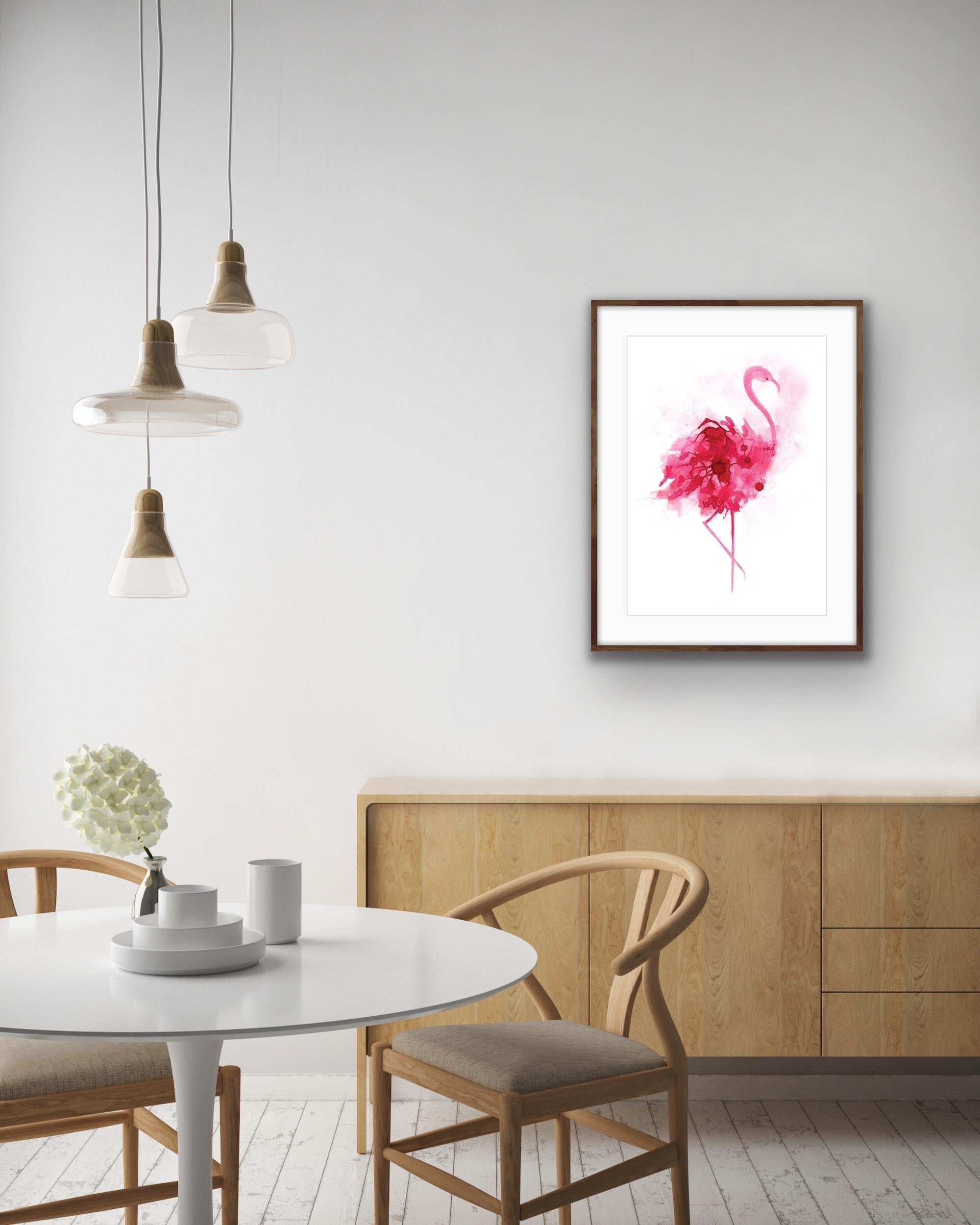 Gavin Dobson, Flamingo, helle Kunst, zeitgenössische Kunst, Tierkunstwerke im Angebot 7