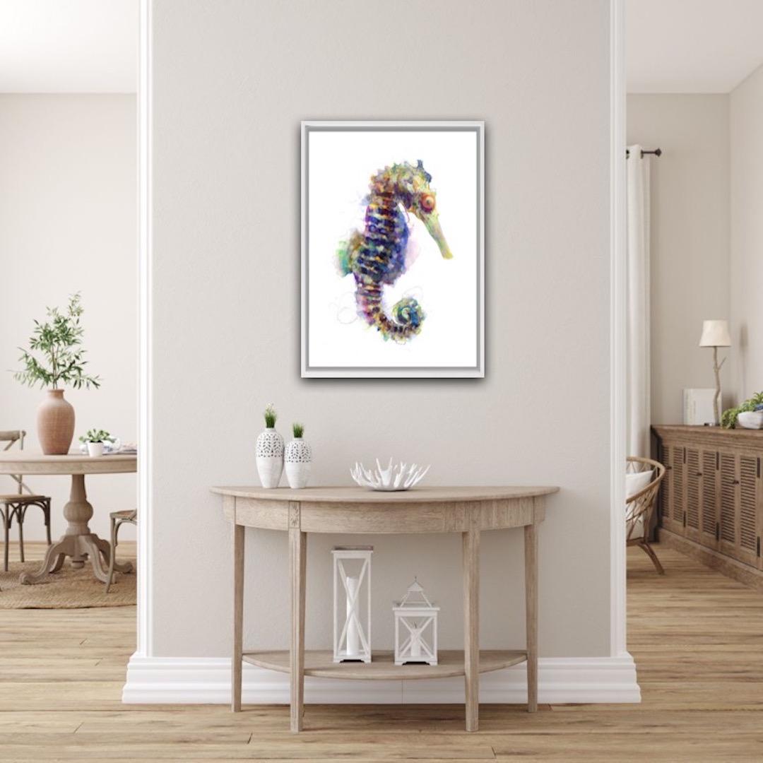 Gavin Dobson
Seahorse
Screenprint
Size : H 70 cm x W 50 cm
(Please note that in situ images are purely an indication of how a piece may look.)

A handmade screen print of this incredibly beautiful sea creature. A mixture of colours and textures