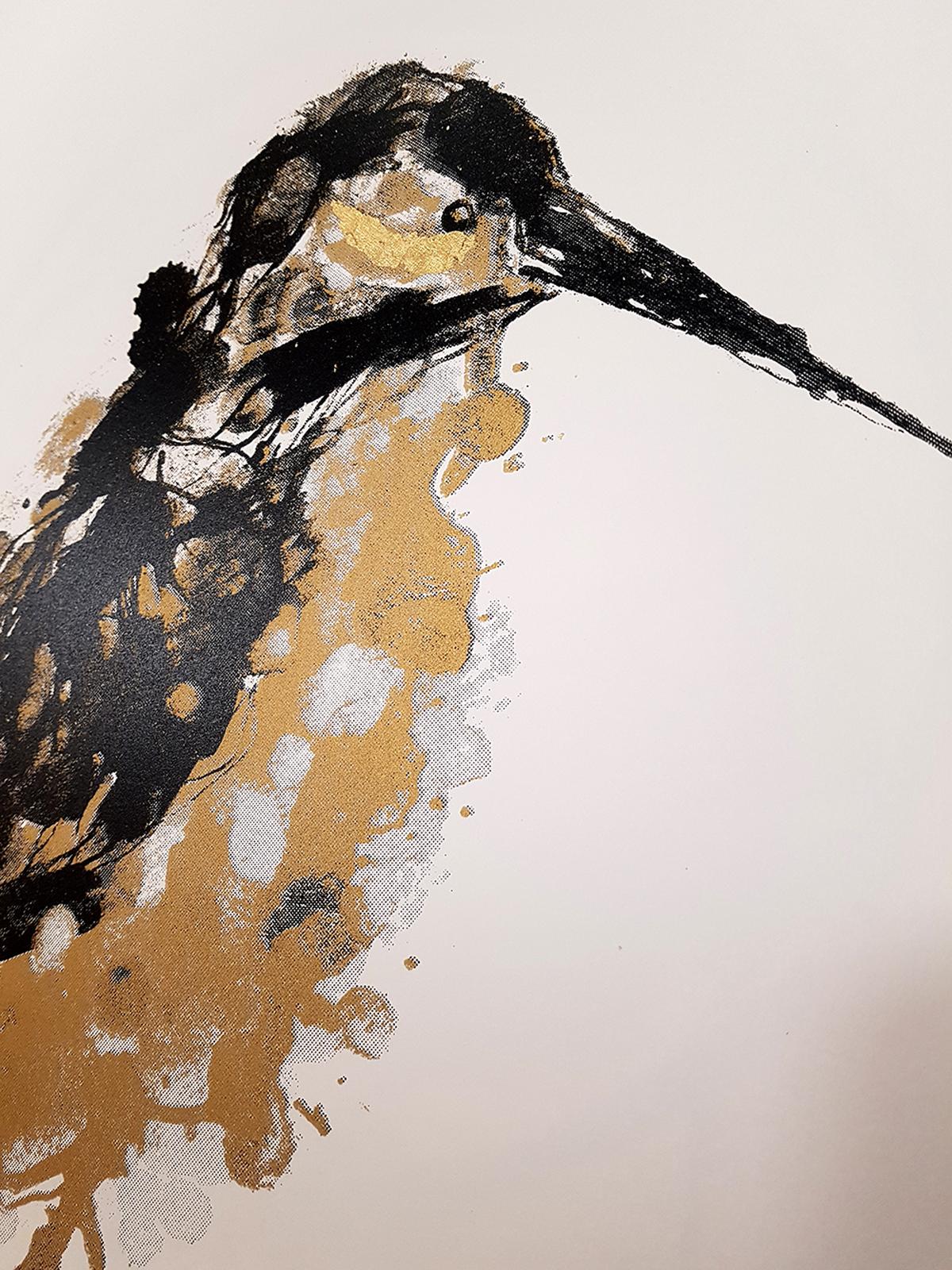 Gavin Dobson
Kingfisher Gold
Limited Edition Silkscreen Print
Edition of 50
Signed and Numbered
Size: H 50cm x W 35cm x D 0.1cm
Sold Unframed
Please note that in situ images are purely an indication of how a piece may look.

Kingfisher Gold is a