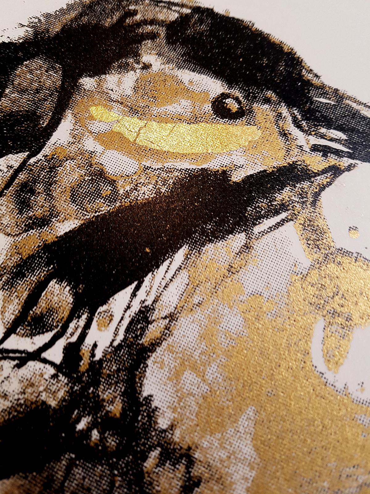 Kingfisher Gold, Gavin Dobson, Gold Art, Animal Print, Bird Art, Silkscreen Art For Sale 1