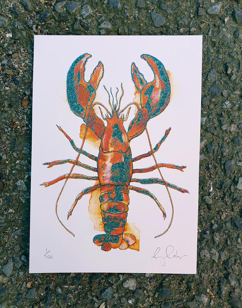Mini langosta, Impresión hecha a mano, Impresión animal, Arte langosta, Arte marino - Print de Gavin Dobson