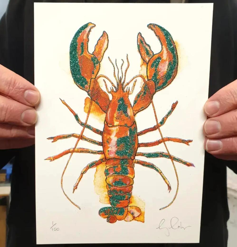 Mini langosta, Impresión hecha a mano, Impresión animal, Arte langosta, Arte marino - Print Arte pop de Gavin Dobson