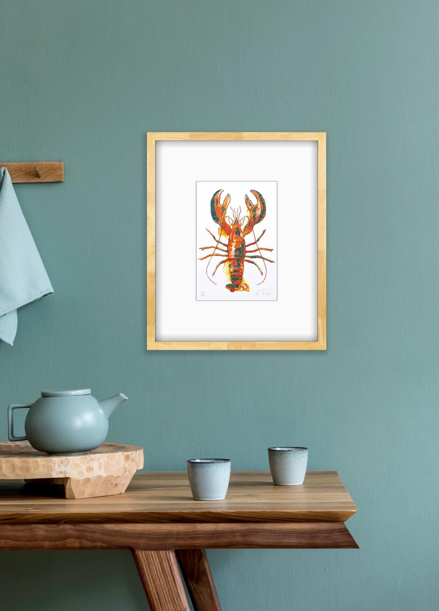 Mini langosta, Impresión hecha a mano, Impresión animal, Arte langosta, Arte marino en venta 2