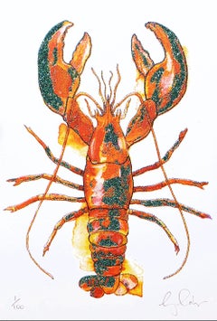 Mini aragosta, Stampa fatta a mano, Stampa animale, Arte dell'aragosta, Arte del mare