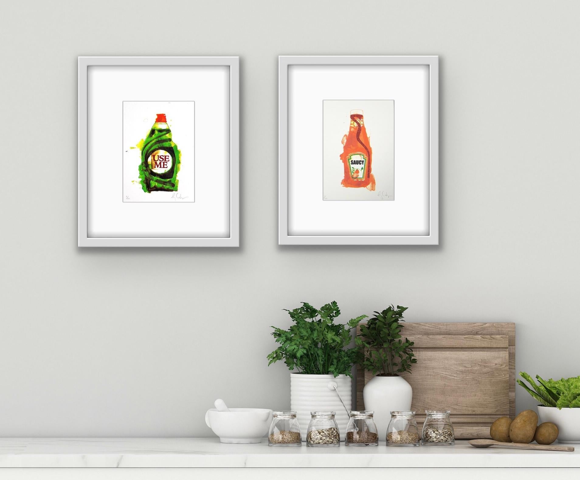 Mini Saucy and Use Me Mini diptych
Overall size cm : H42 x W29.6

Mini Saucy by Gavin Dobson [2021]
limited_edition
Cymk screen print
Edition number 100
Image size: H:21 cm x W:14.8 cm
Complete Size of Unframed Work: H:21 cm x W:14.8 cm x