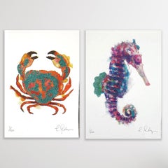 Mini cavalluccio marino e mini granchio di Gavin Dobson, dittico in edizione limitata, Pop art