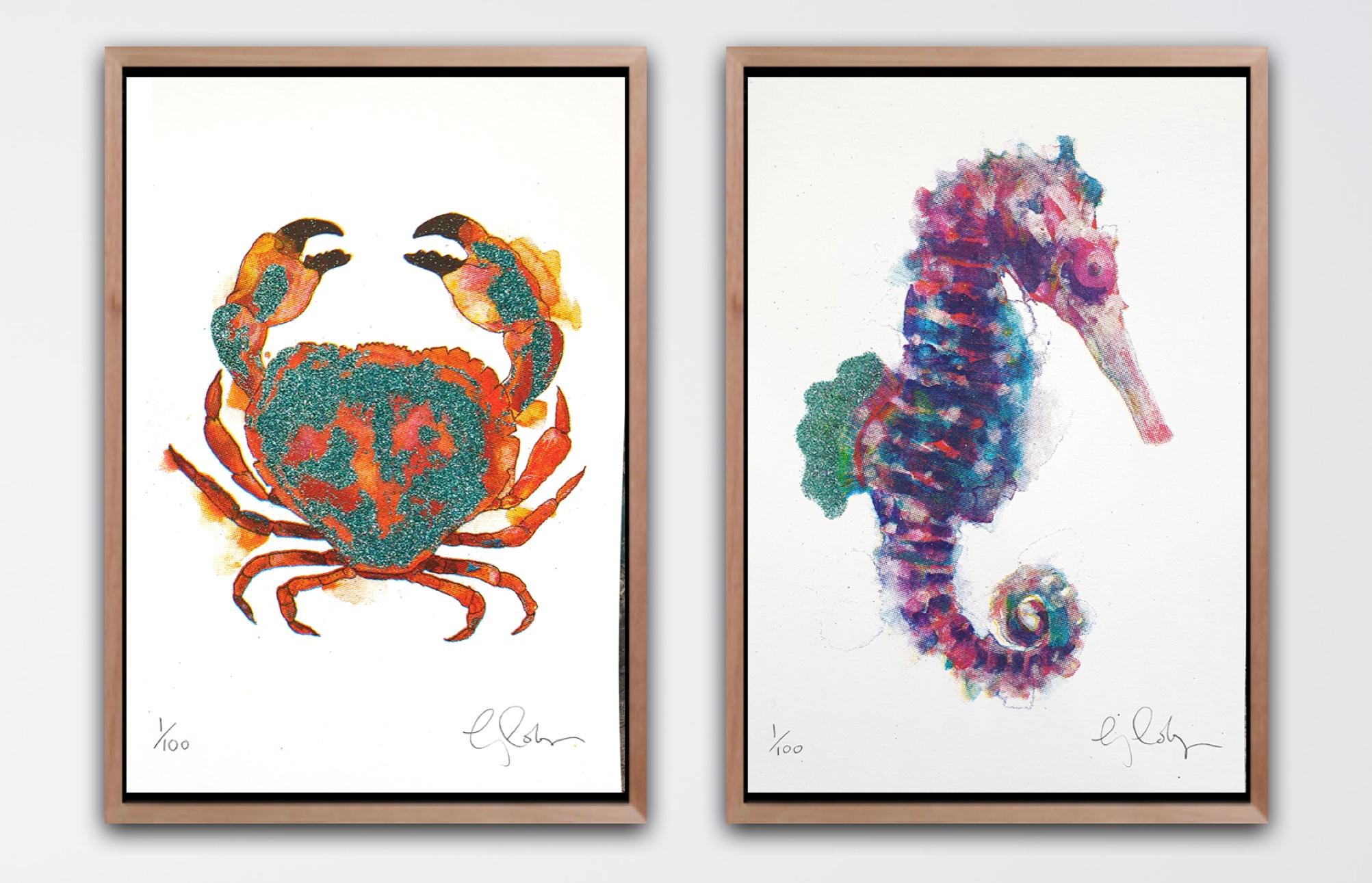 Mini cheval de mer et mini crabe de Gavin Dobson, diptyque en édition limitée, Pop art 