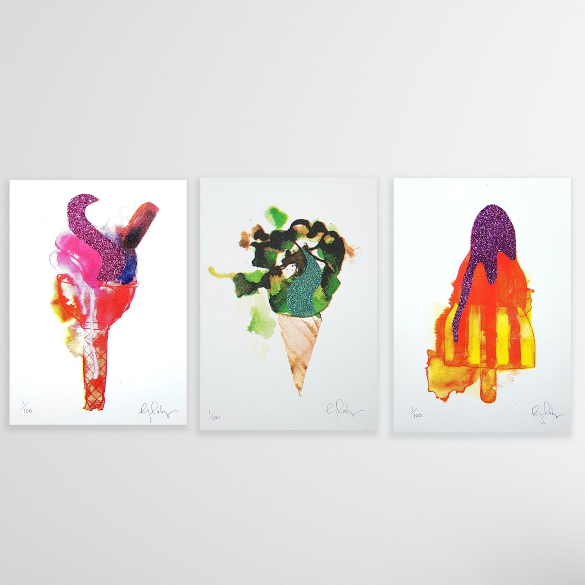 Triptyque Mini Summer Treats de Gavin Dobson, estampes en édition limitée, œuvre d'art culinaire