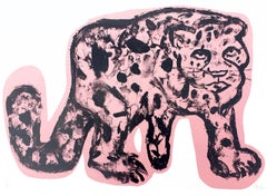 Pantera rosa, Stampa fatta a mano, Stampa animale, Arte della pantera, Animale rosa