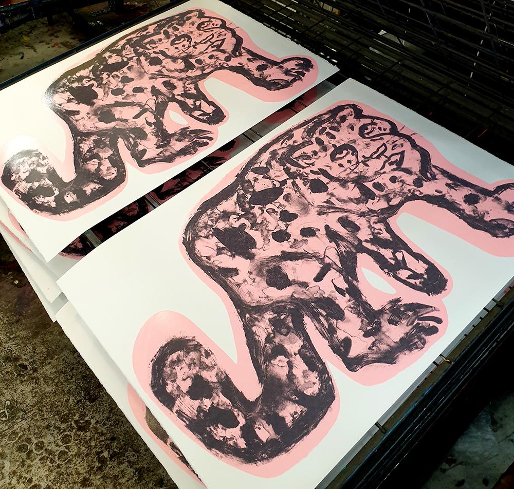 Panthère rose avec sérigraphie Cymk de Gavin Dobson en vente 1