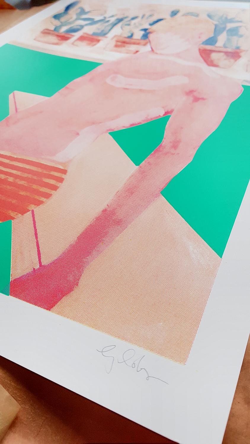 Pool Boy - Aqua, Serigrafía Pop Art, Arte figurativo, Arte estilo David Hockney en venta 10