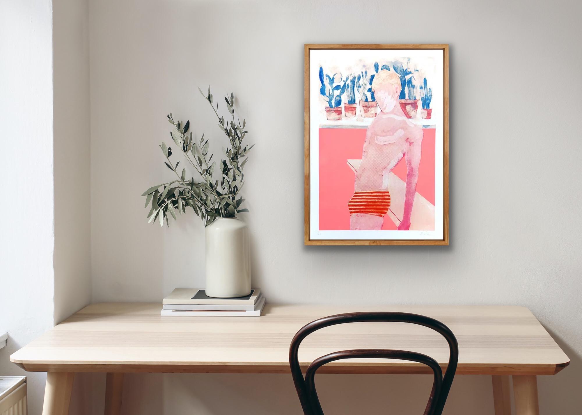 Fluro, pop art figuratif, sérigraphie faite à la main, style David Hockney - Print de Gavin Dobson