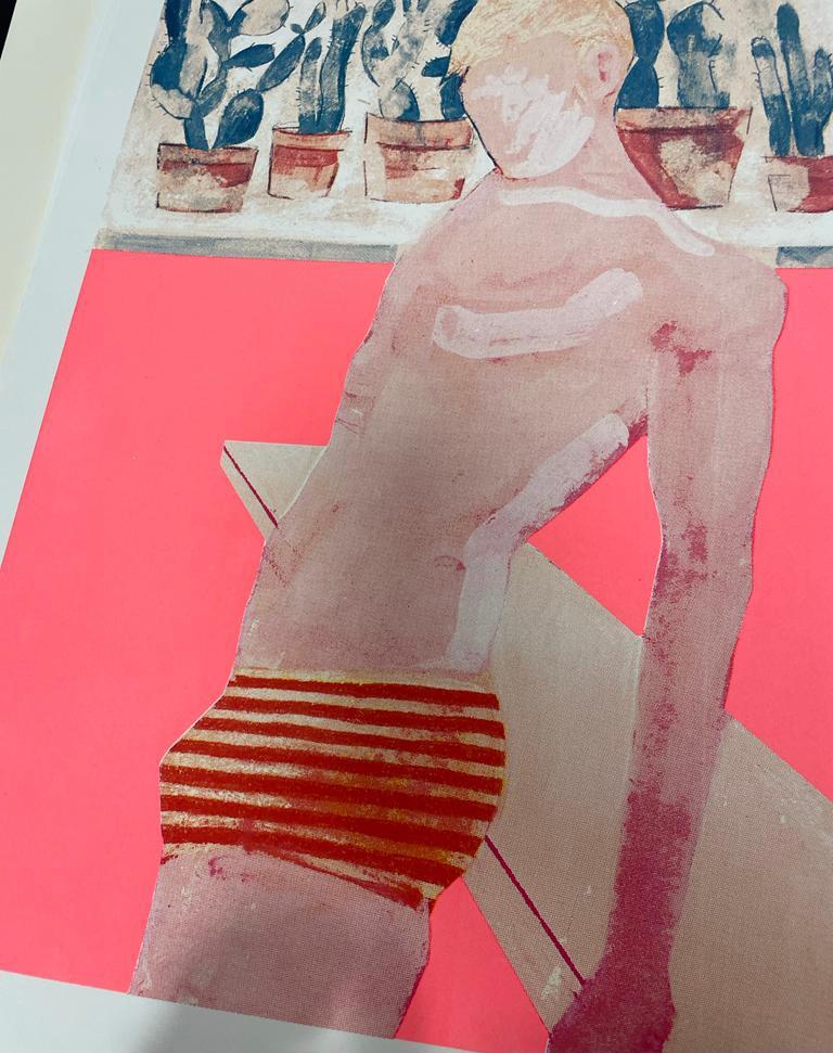 Fluro, figure masculine, impression Pop Art d'été, art de style David Hockney en vente 2