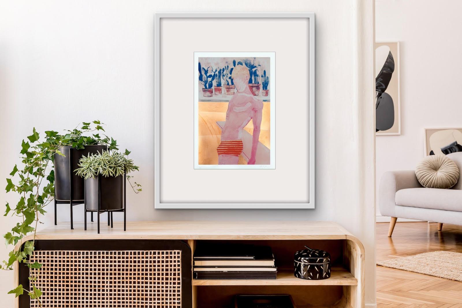 Pool Boy Gold, Limited edition print, Hand made print, still-life, beach – Print von Gavin Dobson