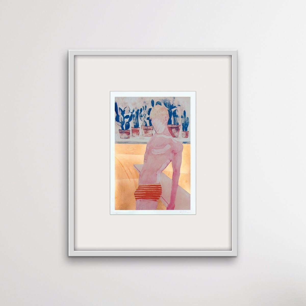 Pool Boy Gold, Limited edition print, Hand made print, still-life, beach - Contemporain Print par Gavin Dobson