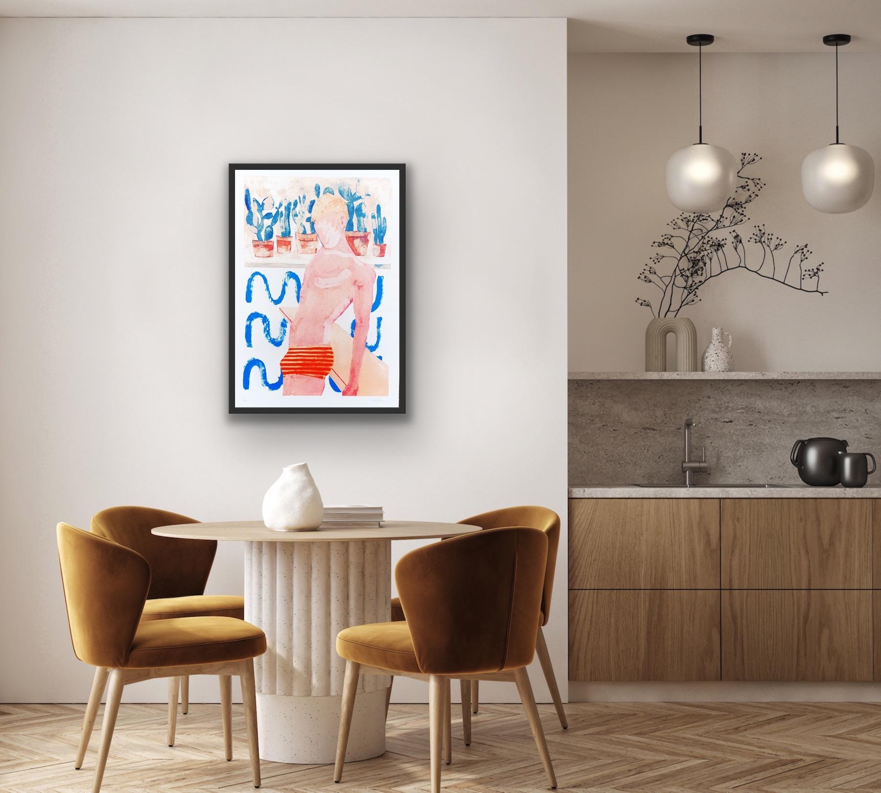 Pool Boy Ripples, figurativer Druck, Pool House Art, David Hockney-Stil Kunst im Angebot 5
