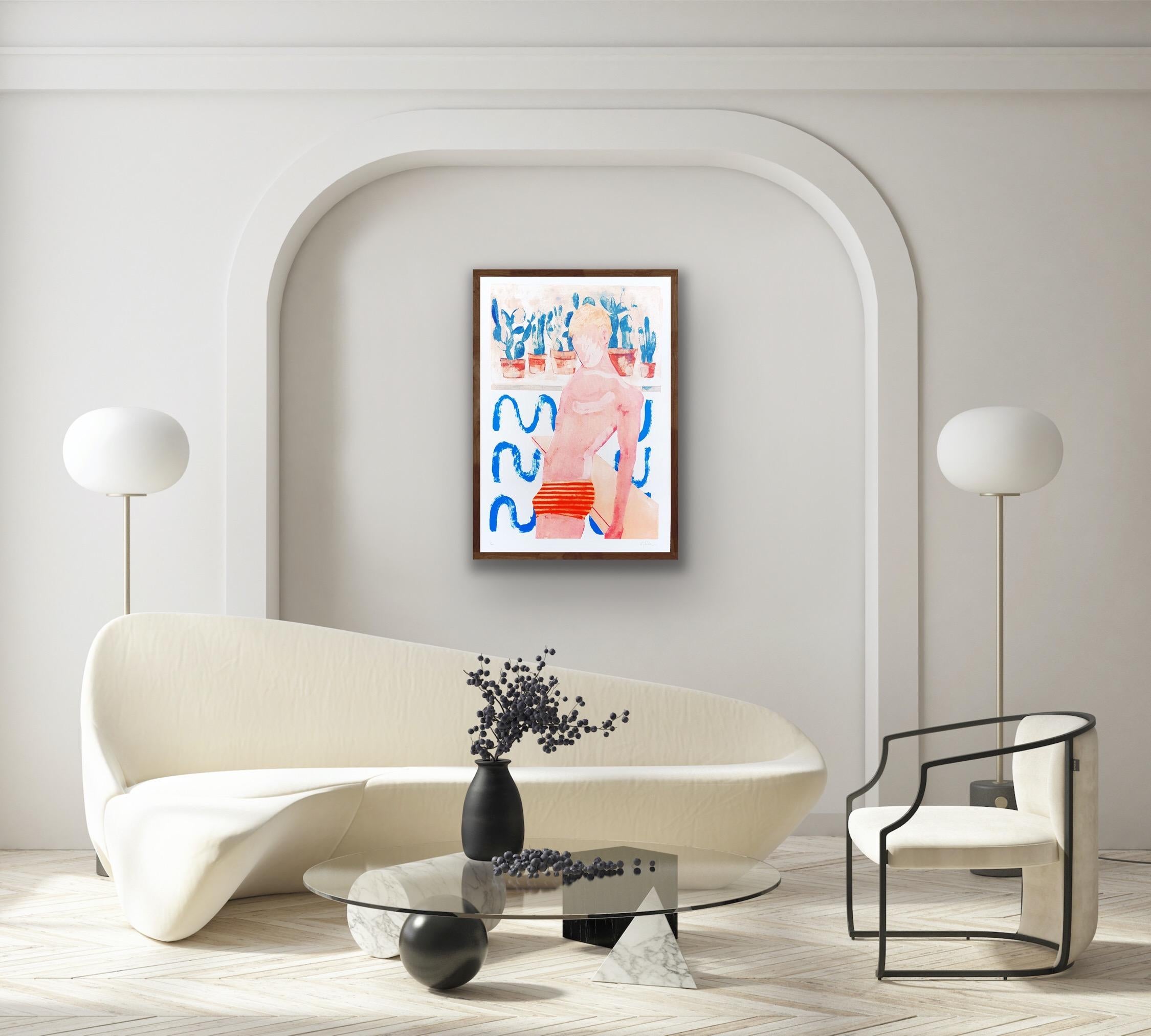 Pool Boy Ripples, figurativer Druck, Pool House Art, David Hockney-Stil Kunst im Angebot 7