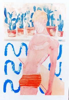 Pool Boy Ripples, Figurative Print, Pool House Art, David Hockney Style Art