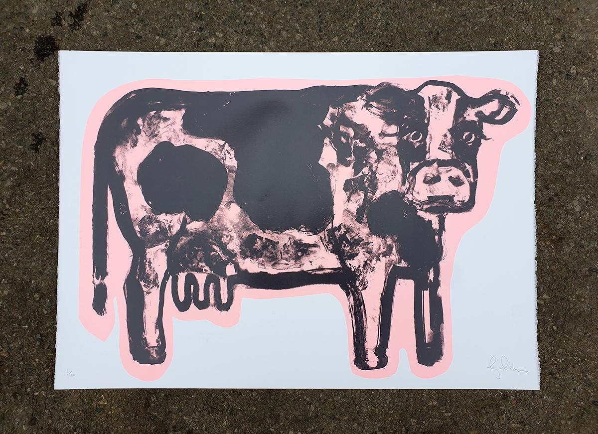 Silly Moo, Limited Edition Handmade print, Animal print - Pop Art Print by Gavin Dobson
