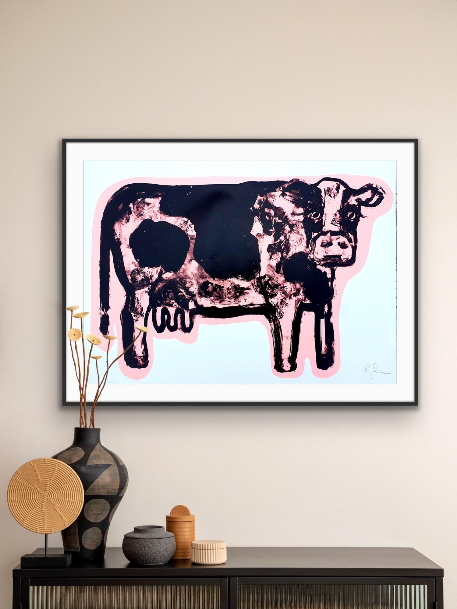 Silly Moo, Limited Edition Handmade print, Animal print For Sale 1