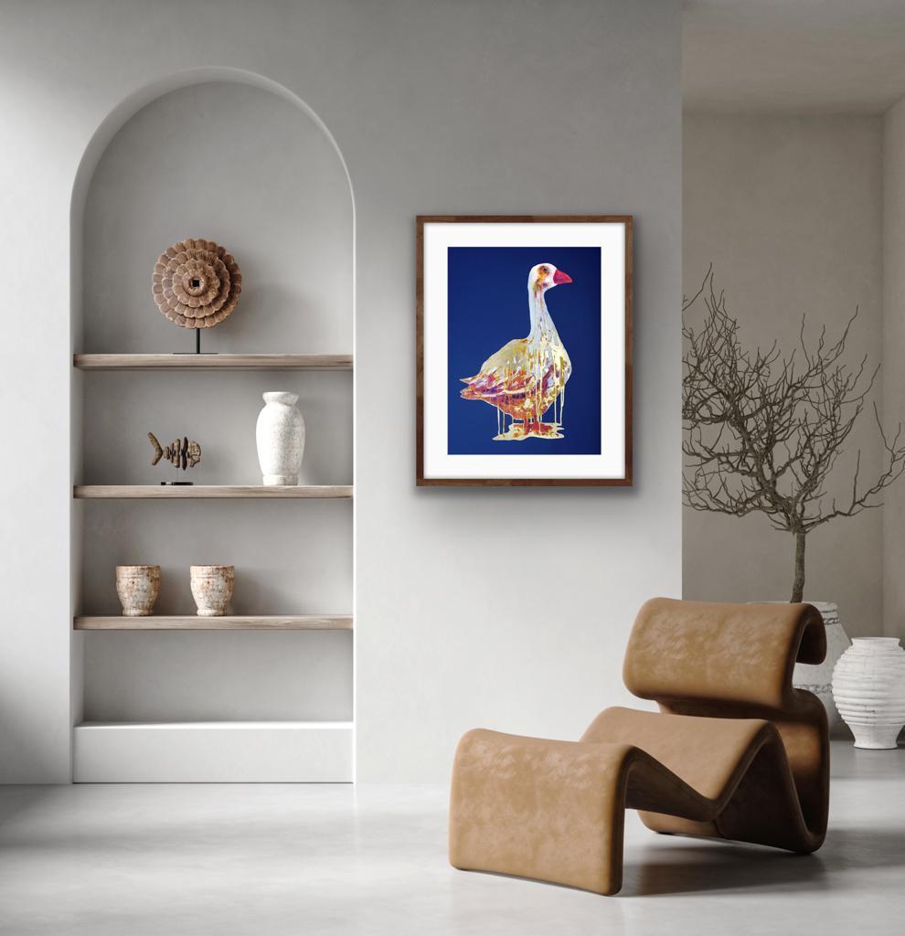 The Golden Goose, Animal Art, Bird Art, Blue and Gold Art, Statement Art For Sale 2