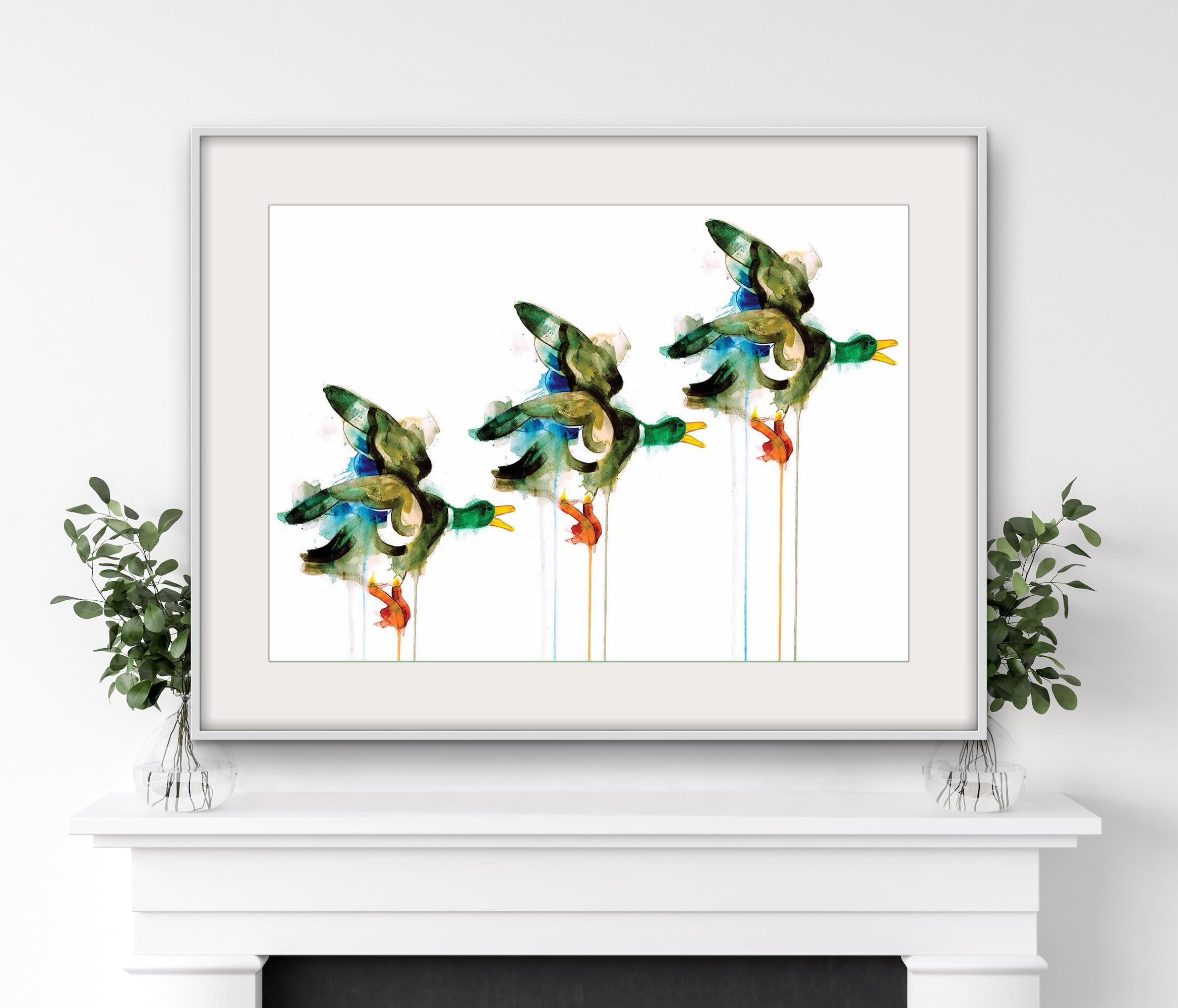 Three Flying Ducks, Print by Gavin Dobson For Sale 3