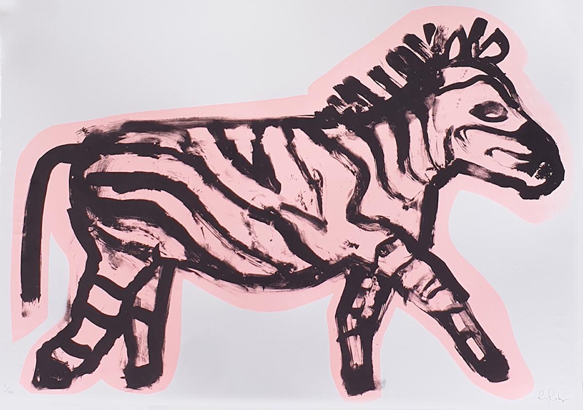 Zebedy, Edición limitada, Estampado animal, Cebra rosa - Animal Print Beige de Gavin Dobson