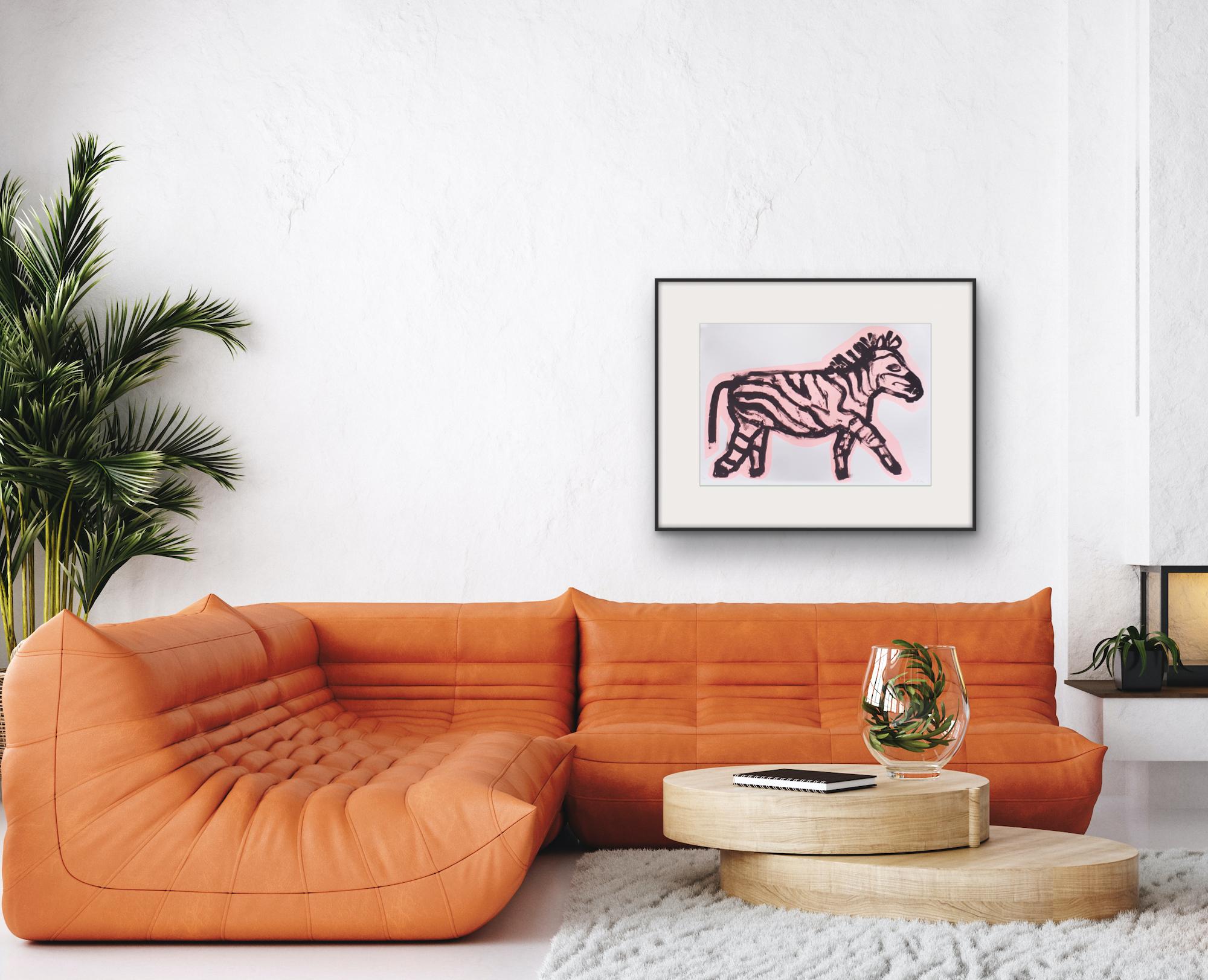 Zebedy, Edición limitada, Estampado animal, Cebra rosa en venta 1