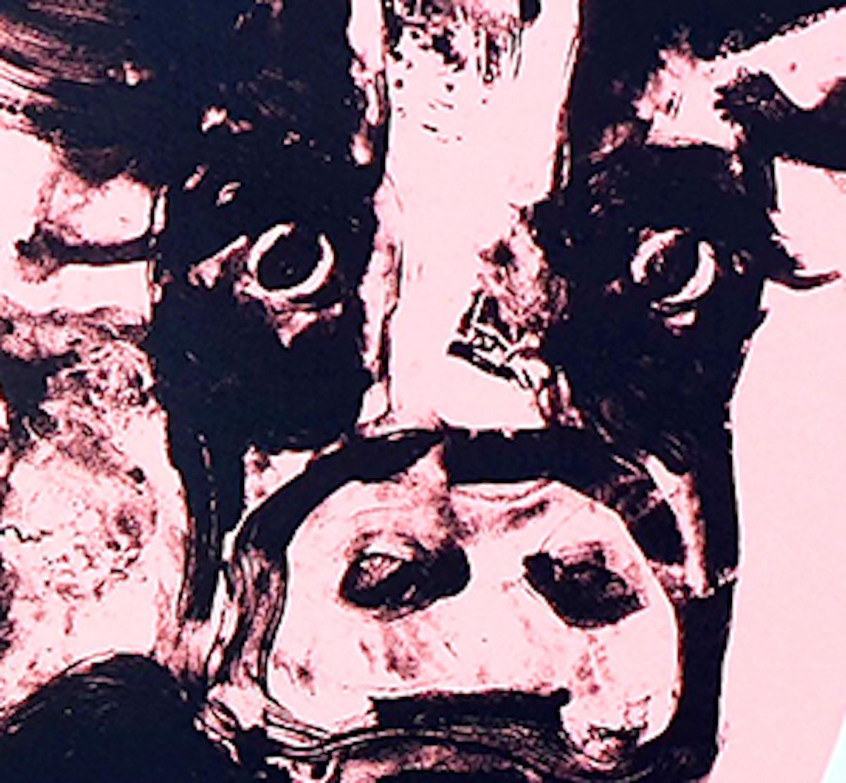 Zebedy, Silly Moo und rosa Panther Triptychon, Tierkunst, rosa und schwarze Kunst im Angebot 3