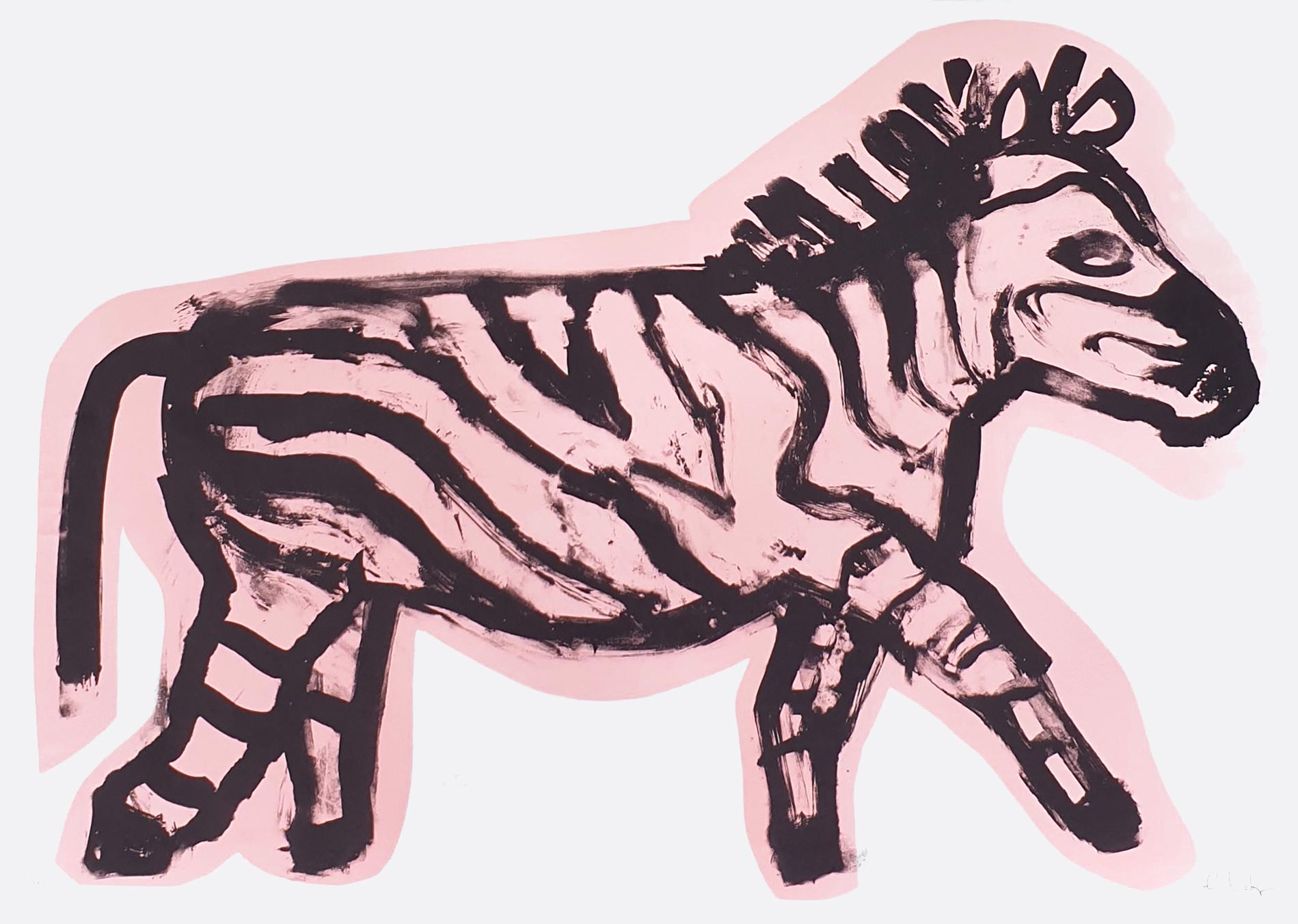 Zebedy, Silly Moo und rosa Panther Triptychon, Tierkunst, rosa und schwarze Kunst im Angebot 4