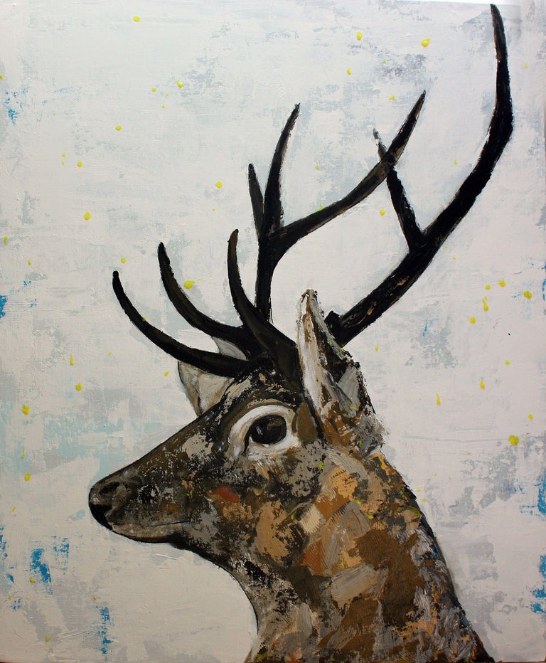 Gavin O Donoghue Irish Stag Painting Acrylic On Canvas For