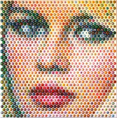 Brigitte Pensive Acrylic Painting in Contemporary Pointillist Style