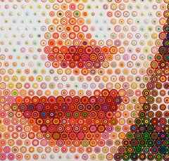 Grace In Green - 21st Century, Contemporary, Figurative Painting, Portrait, Dots