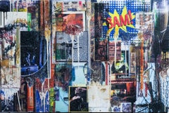 "BAM!" Large Expressionistic Collage, Comic Art, Graphic, Graffiti, Pop, Urban