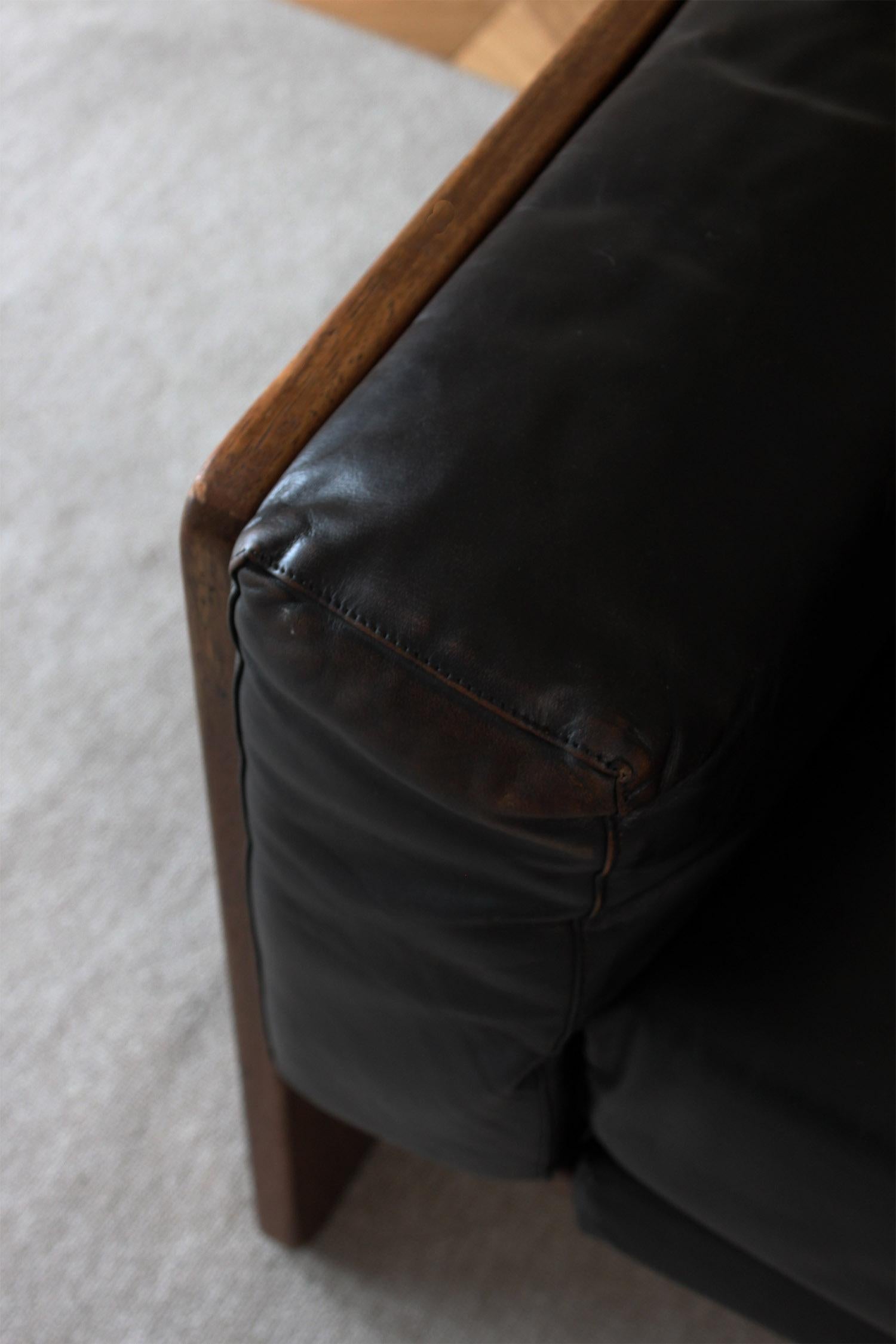 Knoll /Gavina Bastiano Armchair by Afra & Tobia Scarpa Black Leather Nutwood 9