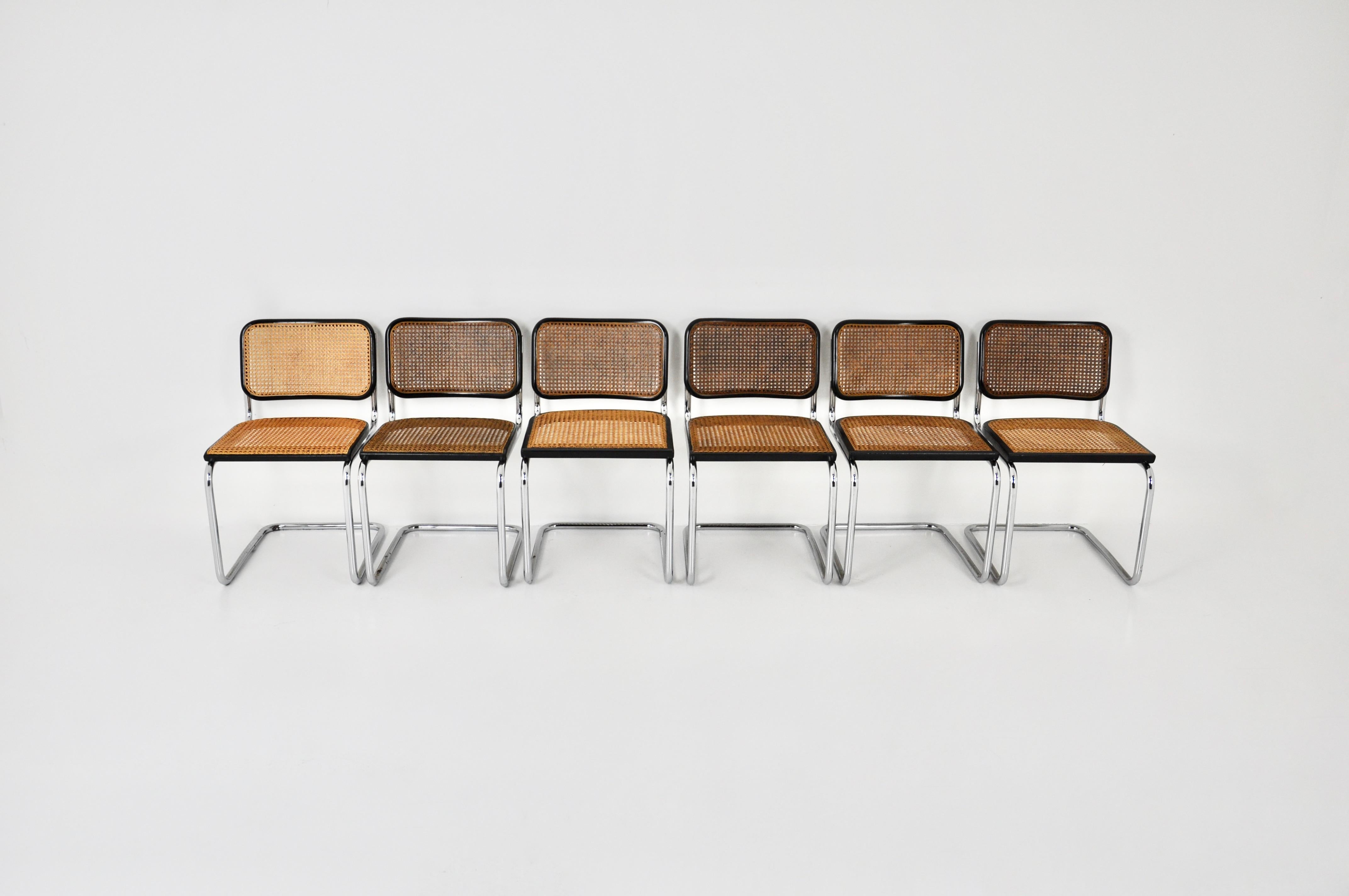 Mid-Century Modern Gavina Dining Chairs by Marcel Breuer 1980s Set of 6