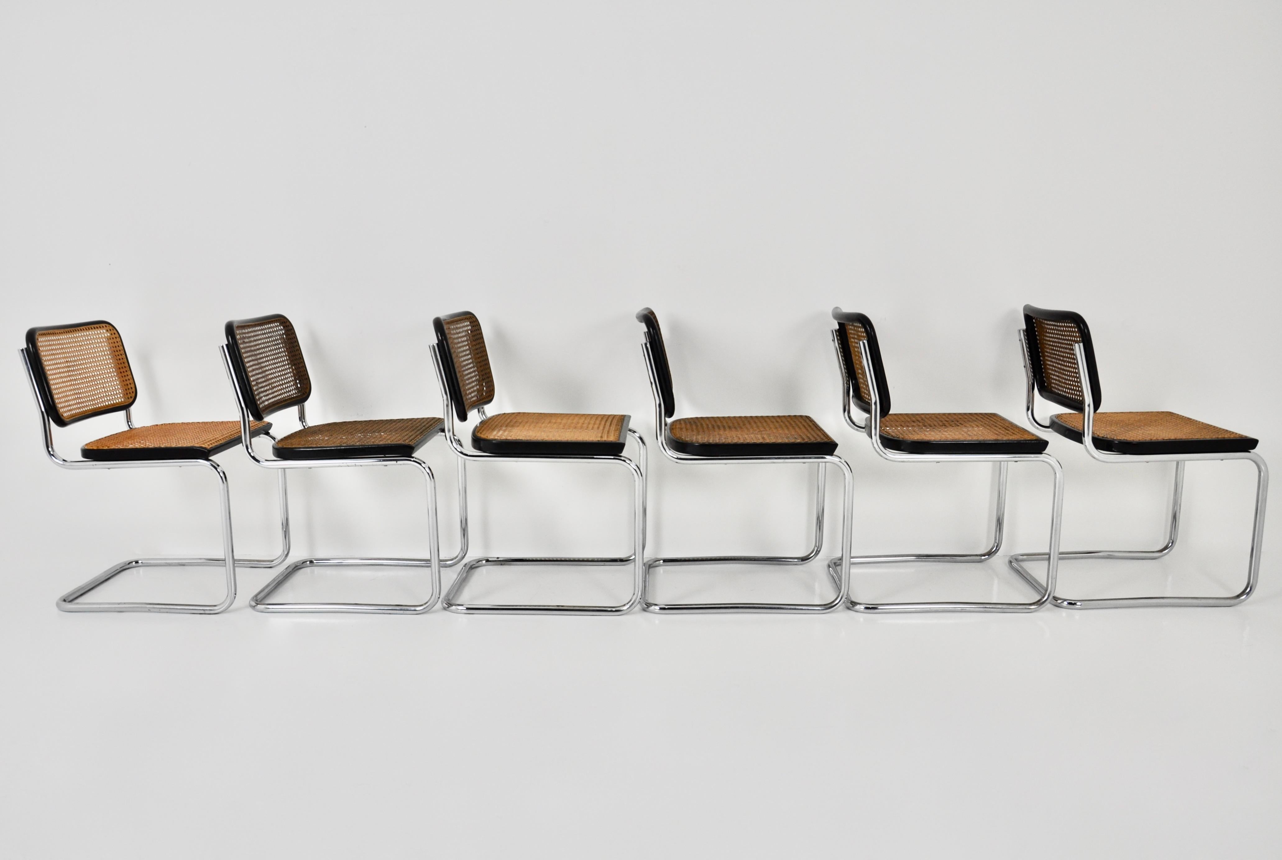 Italian Gavina Dining Chairs by Marcel Breuer 1980s Set of 6