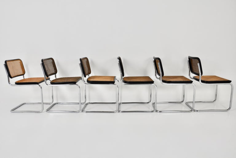 Italian Gavina Dining Chairs by Marcel Breuer 1980s Set of 6 For Sale