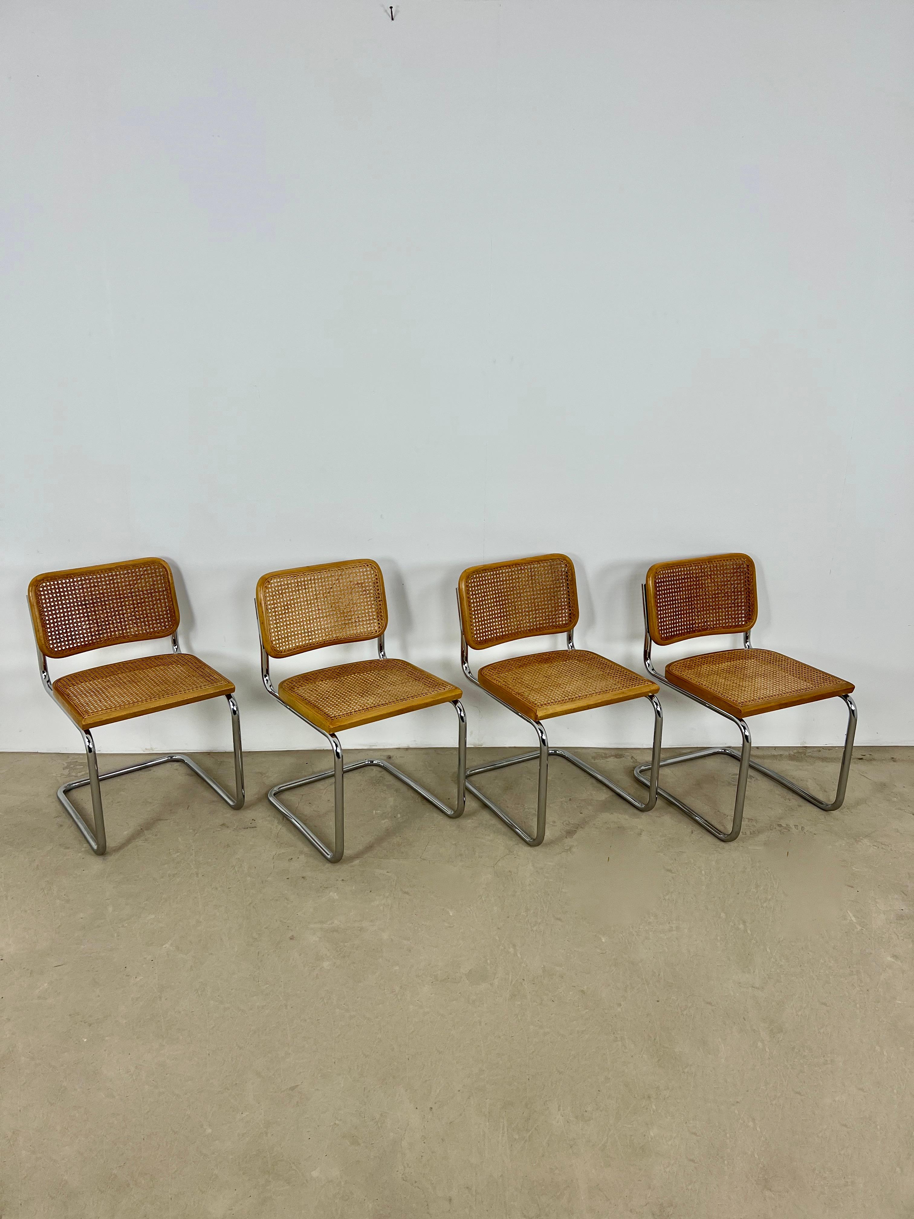 Italian Gavina Dinning Chairs by Marcel Breuer, 1980s, Set of 4
