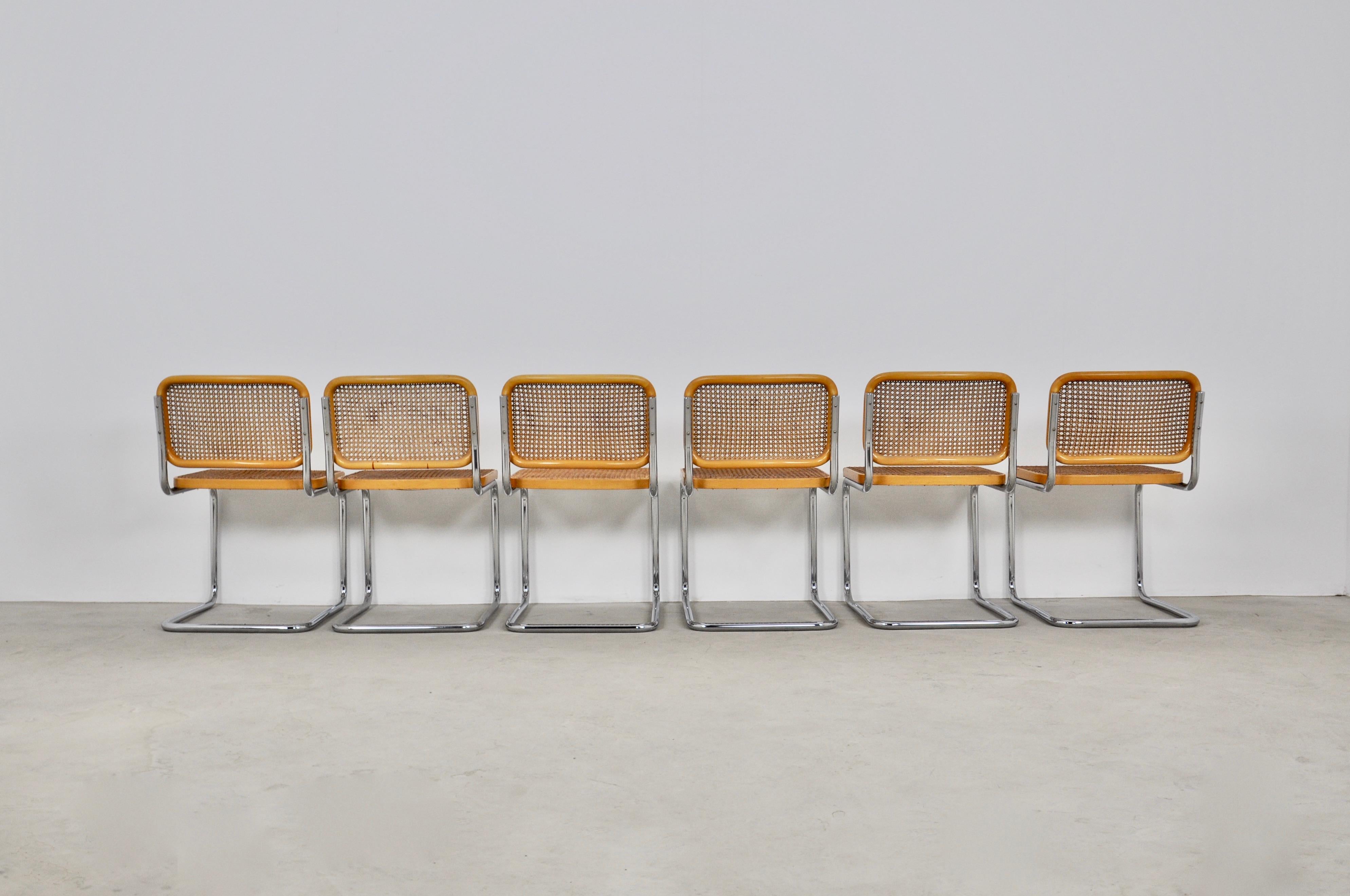 Italian Gavina Dinning Chairs by Marcel Breuer, 1980s, Set of 6