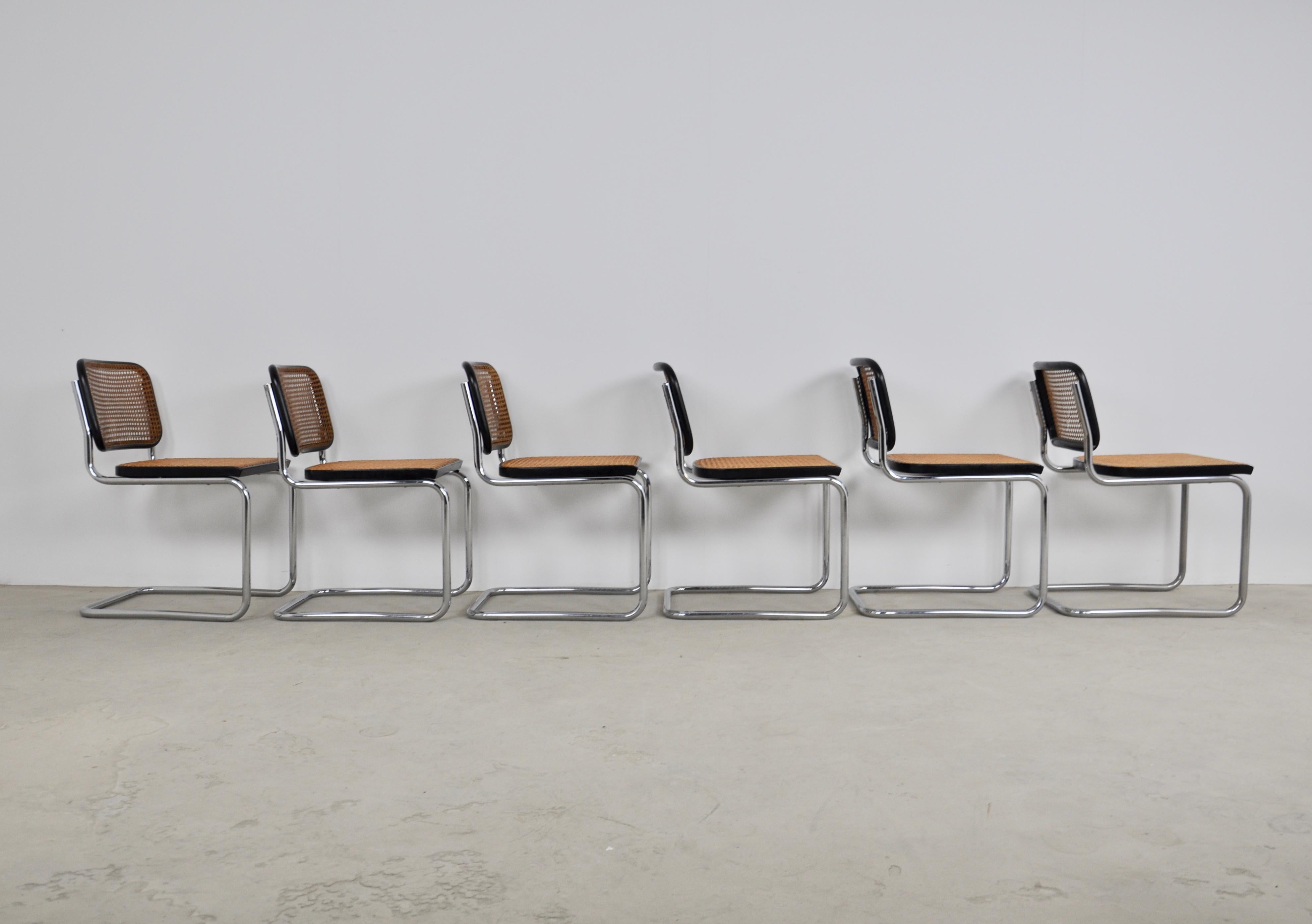 Italian Gavina Dinning Chairs by Marcel Breuer 1980s Set of 6