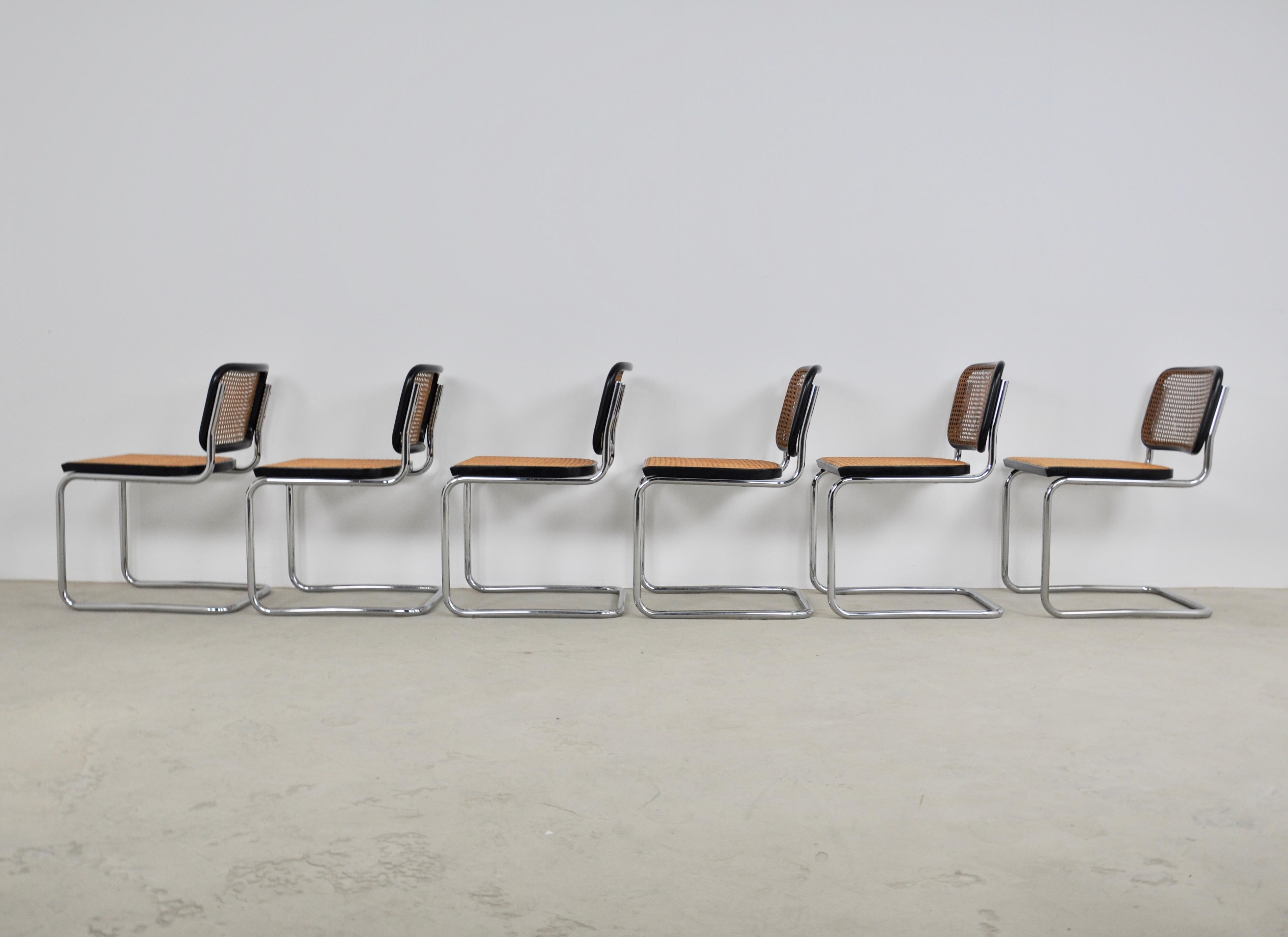 Wicker Gavina Dinning Chairs by Marcel Breuer 1980s Set of 6