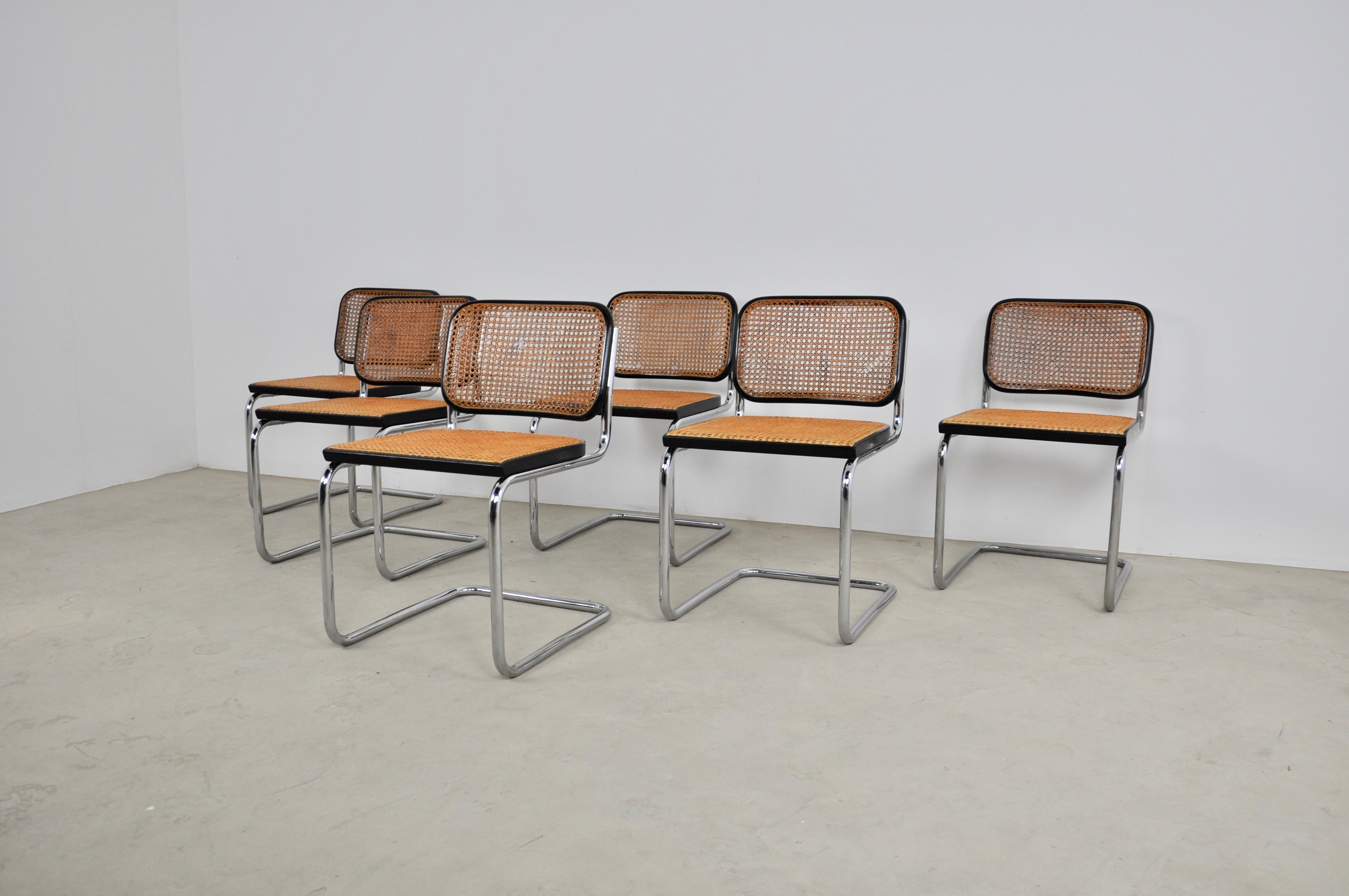 Gavina Dinning Chairs by Marcel Breuer 1980s Set of 6 2
